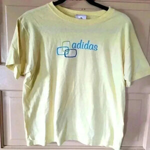 Vintage Y2K Adidias Womens Shirt Yellow With Logo Size Medium 100% Cotton